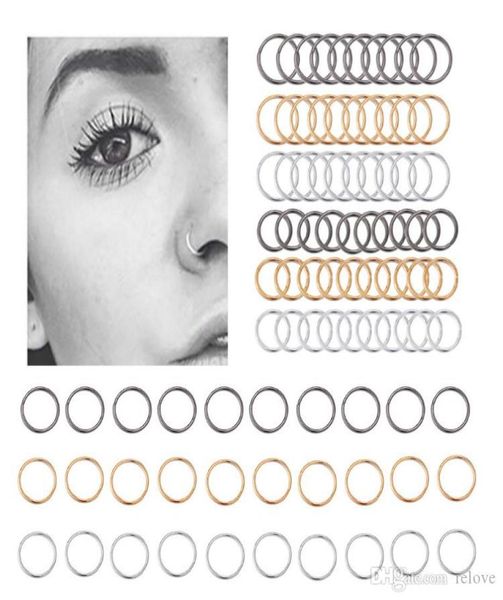 

2020 new nose rings studs new 60pcs nose ring three colors nose ring set auger decorative accessories9498227, Silver