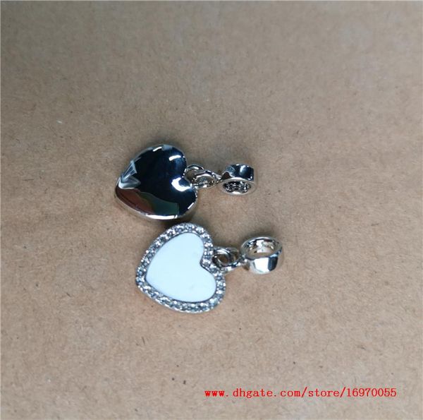 

sublimation blank heart charms po bead metal fashion charm transfer printing material consumables with zircon2669964, Bronze;silver