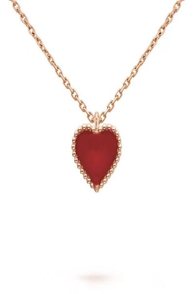

sweet heart pendant necklace designer jewelry love necklaces four leaf clover sterling silver rose gold red heartshaped necklace 3002422