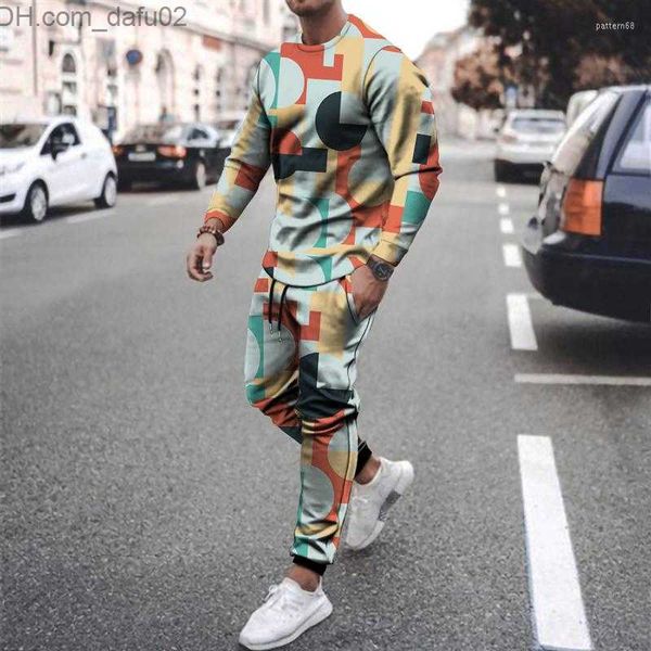 

men's tracksuits men's tracksuits men's 2022 fall and winter two-piece 3d sports suit sweater mens fashion print hip-hop stre, Gray