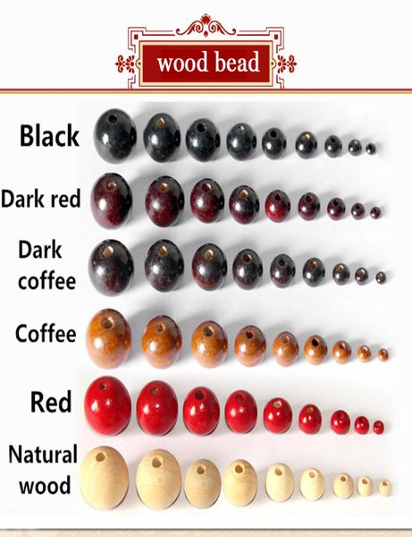 

dy23 whole 420mm full size loose spacer for charm bracelet wood bead 6 color assorted wooden round bead4250546, Black