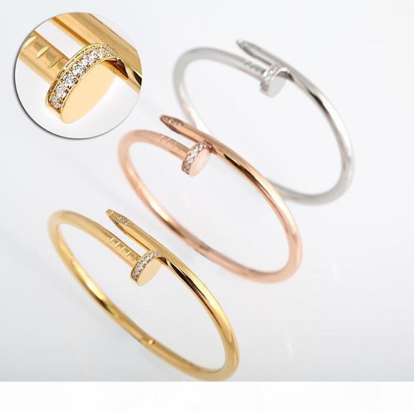 

fashion luxury jewelry brand classic designer 18k gold inlay diamond nail cuff bracelet women valentine039s day gift9944014, Black