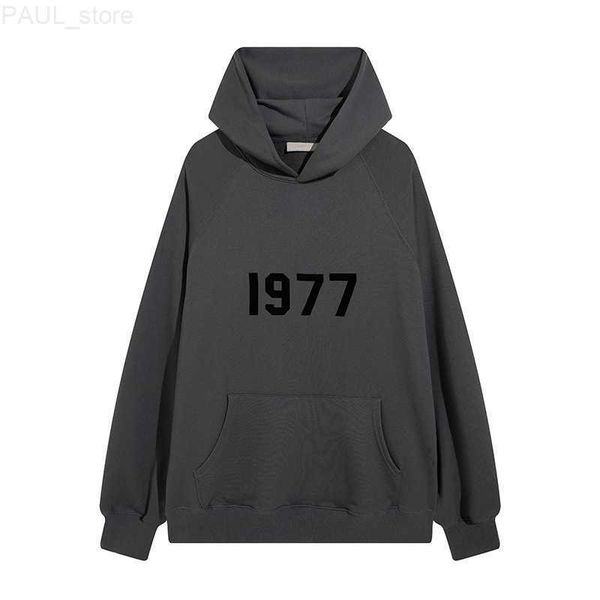 

men's mens designer hoodie sweatshirts hoodies ess on front hooded for man women fog god of fear multi thread flocking 1977 high street, Black