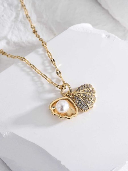 

women's accessories shell charm necklace, Silver