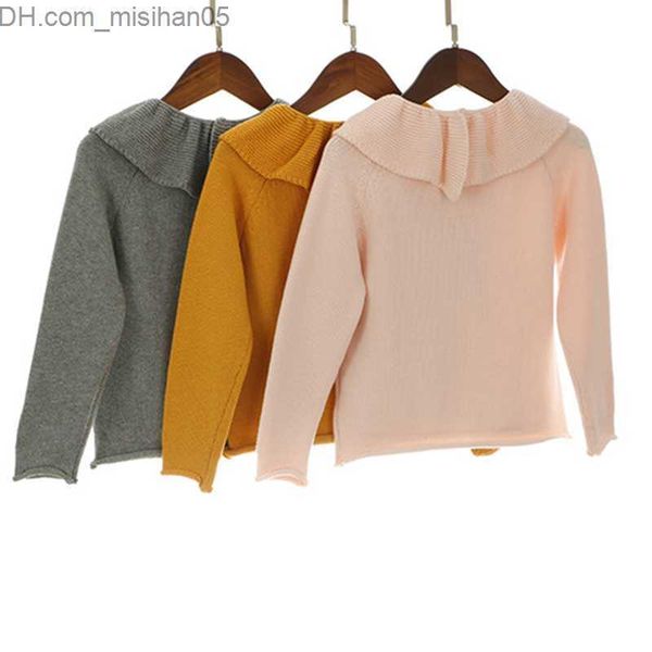 

pullover kids knitwear baby girls ruffles knitted sweaters toddler children pullover lotus leaf collar sweater clothes outer wear 201109 z23, Blue