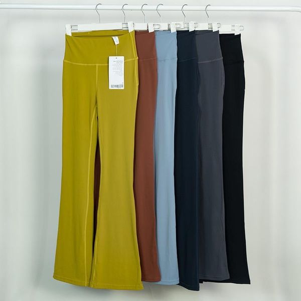 

ll brand spring and summer solid color women active pants high waist groove straight full length soft stretch fitness yoga pants