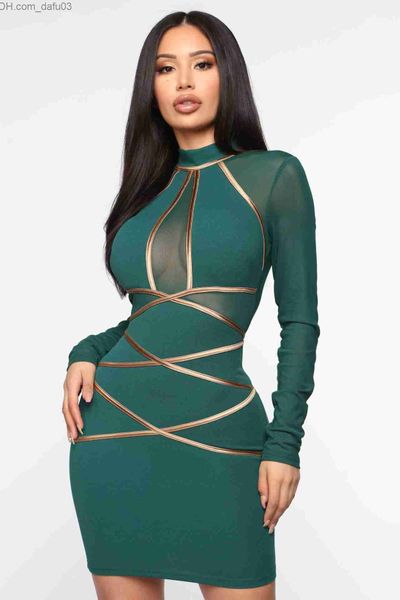 

basic casual dresses casual dresses ziamonga 2021 winter long sleeve lace bandage dress women hollow out club mini celebrity evening runway, Black;gray