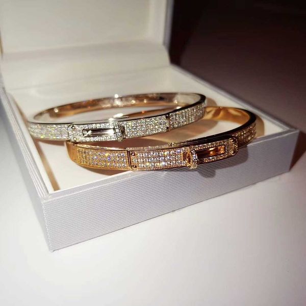 

h sky star revolving buckle half circle diamond bracelet 925 sterling silver gold-plated micro diamond bracelet, Golden;silver