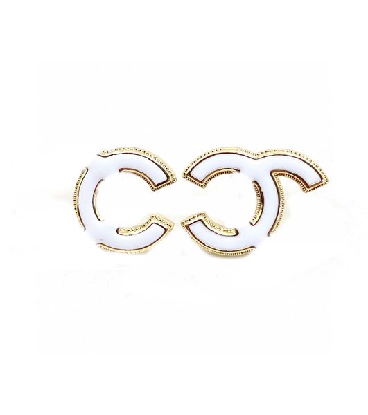 

2023 luxury quality charm stud earring with black or white color in 18k gold plated have box stamp ps7360b, Golden