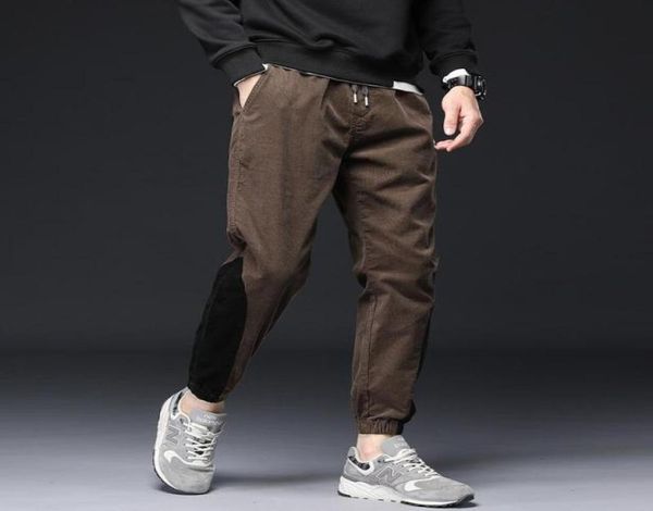 

men039s pants autumn ly casual corduroy cargo fashion streetwear hip hop jogger wide leg trousers men jeans spliced designer ov7597493, Black