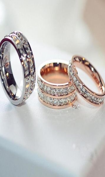 

titanium stainless steel rings for women men jewelry cubic zirconia rose gold silver rings with cz diamond crystal5784651