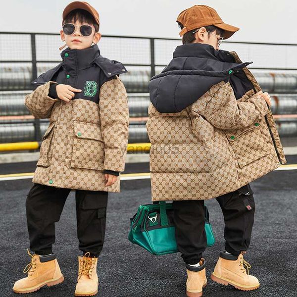 

down coat boys winter down jacket coats 2023 new winter kids clothes designer warm children jacket fashion outwear with hoodie hkd230725, Blue;gray