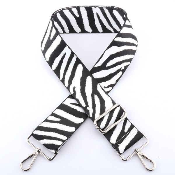 

bag parts accessories 38cm zebra pattern strap adjustable belt for bags replacement for crossbody embroidered wide chain 230725, Black