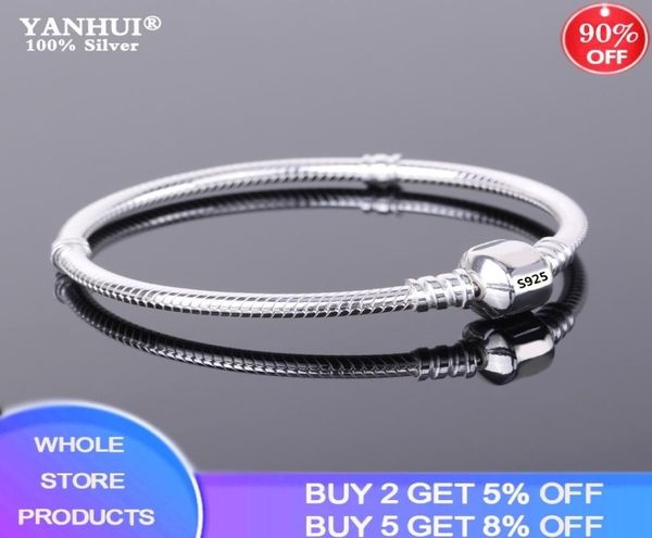 

with certificate 100 original 925 sterling silver original charm bracelet with women diy beads charms bracelet bangle lj2010202835440, Golden;silver