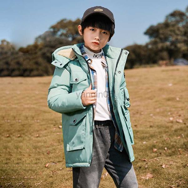 

down coat 6-16y children white duck down jacket winter boys girls coats zipper hooded solid keep warm kids outerwear clothes hw146 hkd230725, Blue;gray