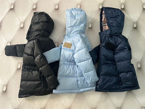 

Kids White Duck Puffer Coat - Winter Warm Unisex Hooded Jacket, Windproof, Plaid er, 90% Down Fill, Water Resistant, 2024, Gray