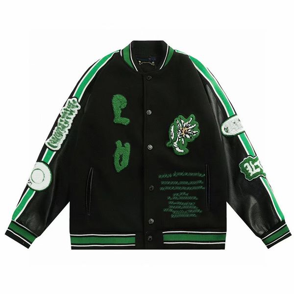 

mens jackets baseball varsity jacket letter stitching rabbit embroidery autumn and winter men loose causal outwear coats fleece coat towel b, Black;brown