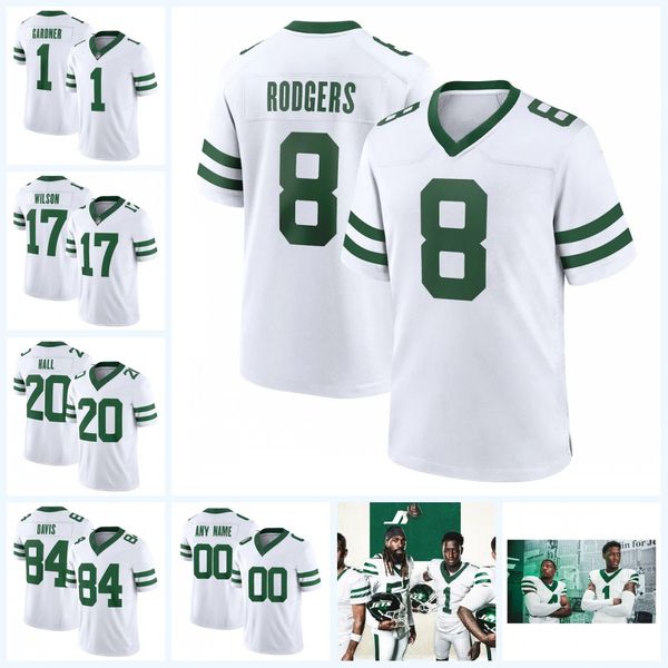 

aaron rodgers jersey new ahmad sauce gardner garrett wilson jets zach wilson breece hall allen lazard joe namath corey davis darrelle revis, Black