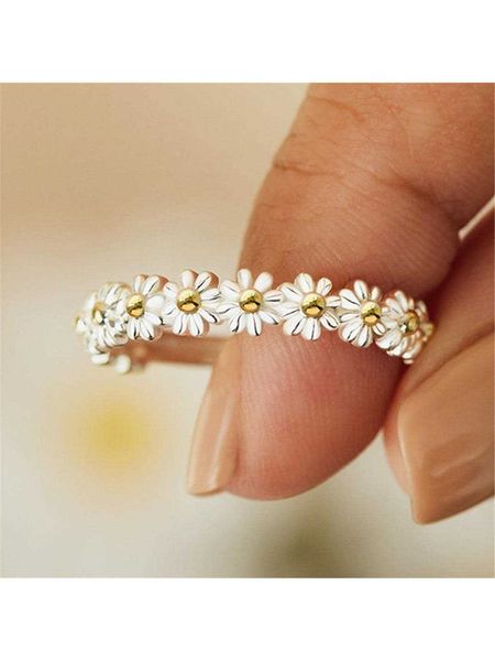 

women's accessories flower decor ring, Silver