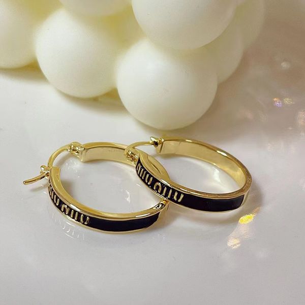 

premium sense large hoop earrings simple letter enamel drop glaze earrings with logo wedding jewelry gift, Golden;silver