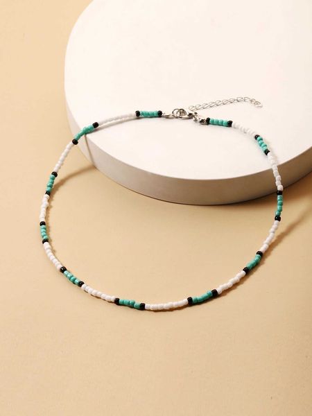 

women's accessories colorful beaded necklace, Silver