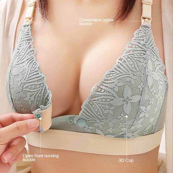 

maternity intimates wirematernity nursing bra cotton lace breastfeeding bra front closure open feeding sleep underwear for women 230724, White