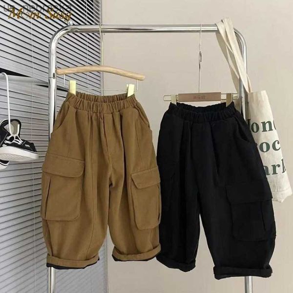 

fashion baby girl boy cargo pant fleece inside winter infant toddler child trousers casual pant warm thick baby clothes 110y l230518, Blue