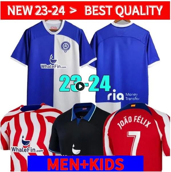 

24 23 22 atletico soccer jerseys joao felix madrid griezmann 2023 2024 120th anniversary m. llorente koke correa memphis r. de paul men kids, Black;yellow
