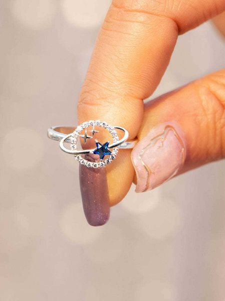 

women's accessories cubic zirconia planet decor ring, Silver