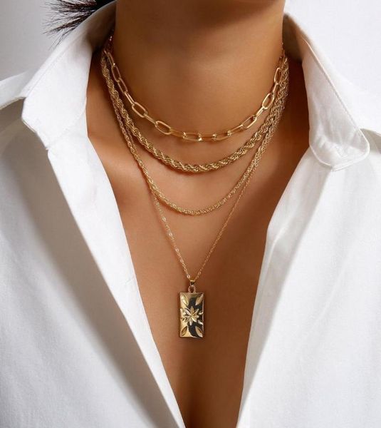 

popcorn clavicle chain alloy tag pendant necklaces for women gold silver color ladies layered necklace 2020 fashion jewelry new6618284