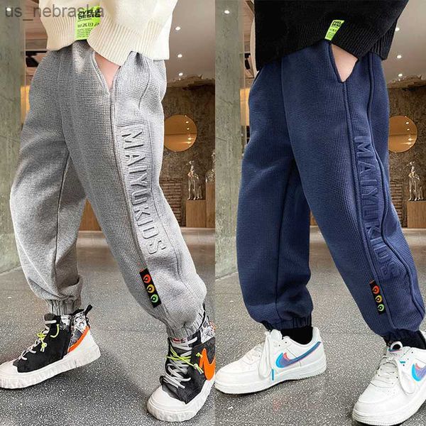 

spring teenage boys loose sweatpant elastic waist trousers jogger pant for children casual school sport pants boys clothes 5 6 7 l230518, Blue