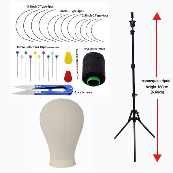 

wig stand canvas block head display training mannequin head styling manikin doll head wig tripod stand get t pins wig install kit 230724, White