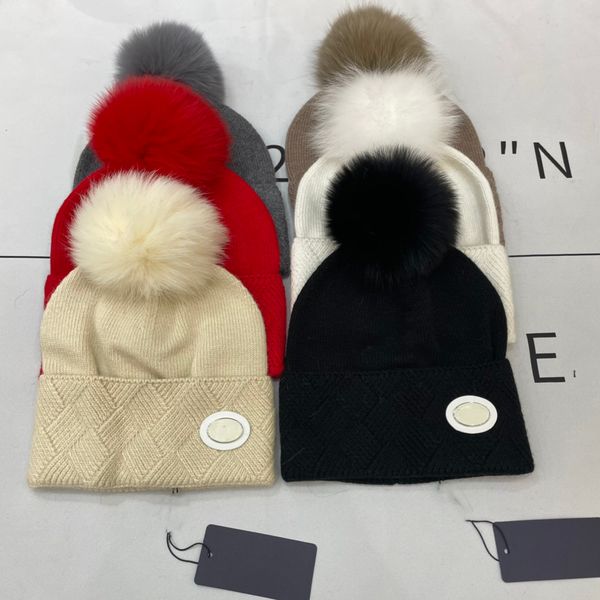 

fashion designer winter knitted beanie wool hat men women warm hats outdoor travel high-quality hairball skull caps, Blue;gray