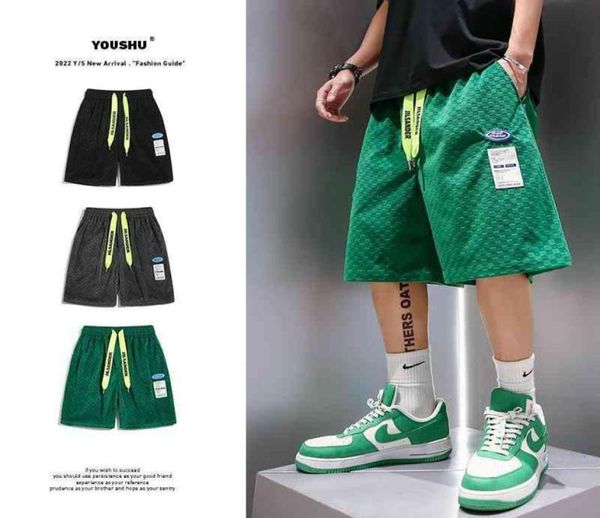 

man039s shorts 039 s designer shorts ven new green waffle shorts men039s fashion brand high hip hop large lo4094959, White;black