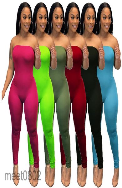 

2021 women039s jumpsuit designer spring and summer home fashion solid color breast wrapped onesies casual trousers slim ro7589434, Black;white