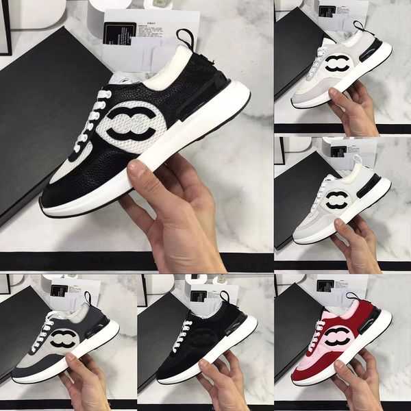 

designer fashion luxury channel sneaker black and white panda shoes casual muffin thick soled low platform shoes mens womans outdoor gym run