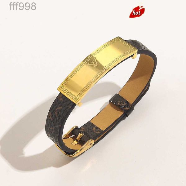 

bracelet new plated style 18k fashion stainless bracelets wedding women gold bangle designer steel jewelry womens faux leather gifts zg1489, Black