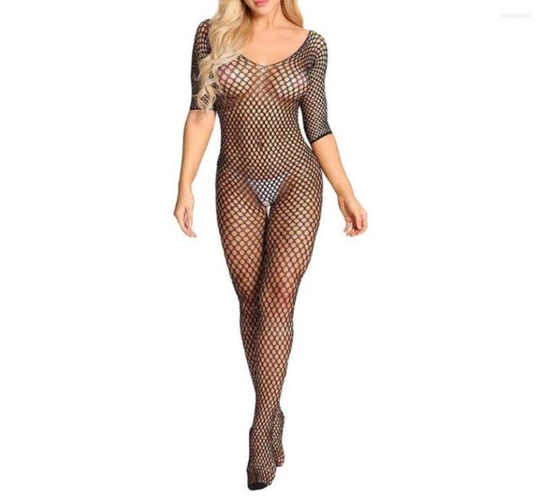 

bras sets women lingerie set perspective lace mesh solid color pajama bodysuit fishnet sheer hollow out body stocking for muj2527142, Red;black
