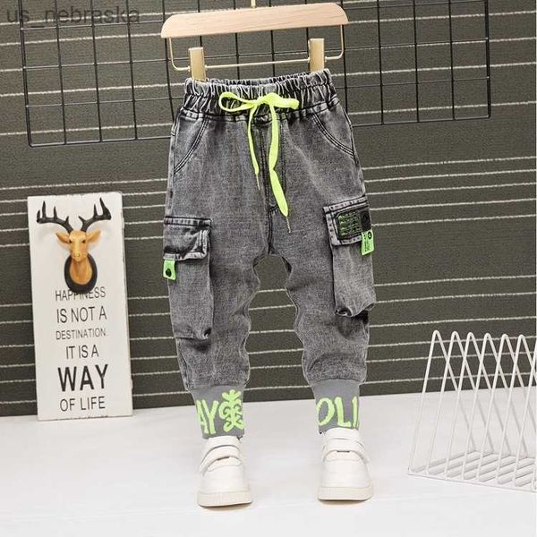 

baby boys girls jeans pants new 2021 children trousers 19yrs boys girls jeans boys casual pants letter cartoon jeans for kids l230518, Blue