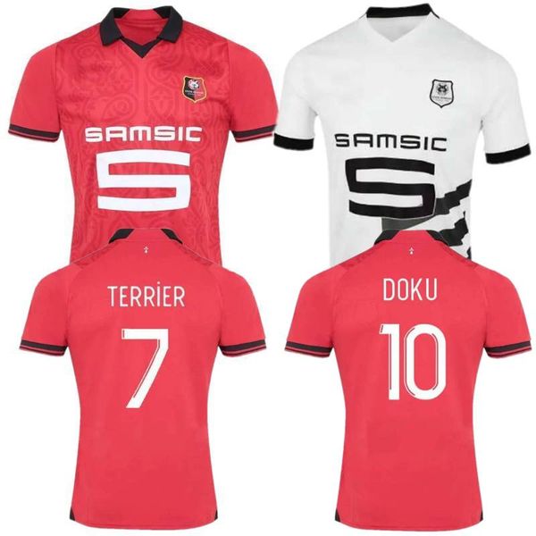 

2023/24 stade rennais soccer jerseys 2024 terrier kalimuendo doku uniform mens bourigeaud gouiri belocian e. le fee home away shirt, Black;yellow