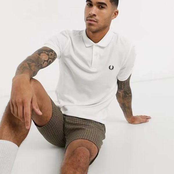 

men's polos summer men's polo shirt embroidered lapel trend business casual men's short sleeved 230724, White;black