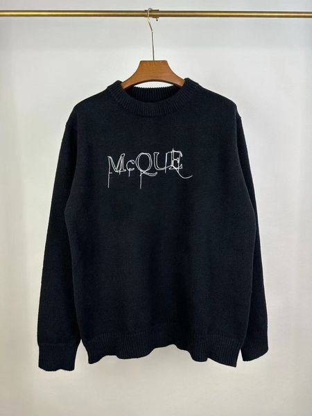 

men's plus tees & polos letter knitted sweater in autumn / winter 2023 knitting machine e custom detail crew neck cotton w22es, Black;brown