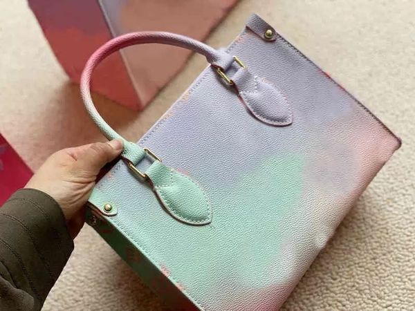 

2023 designer bags shopping bag handbag purse package crossbody fashion l printed tie-dye color patchwork removable shoulder strap 220518, Black;red