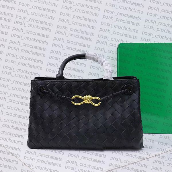 

trendy styles genuine leather tote with metal knot for women's handbag purses woven leather tote solid color
