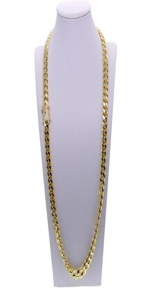

iced out bling cuban necklace set full paved cz clasp hip hop necklace bracelet set for men miami cuban link gold filled men0396707447, Silver