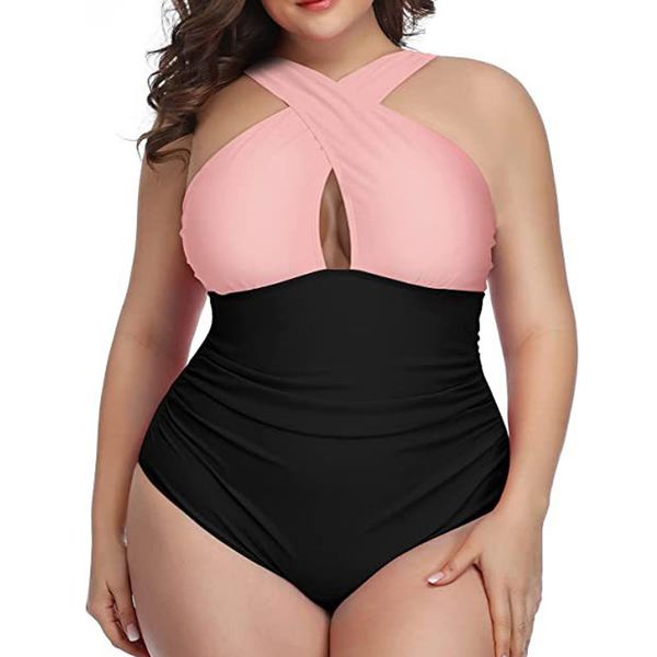

women's swimwear fashion solid color hollow open back bikini swimsuit split mujer 230724, White;black