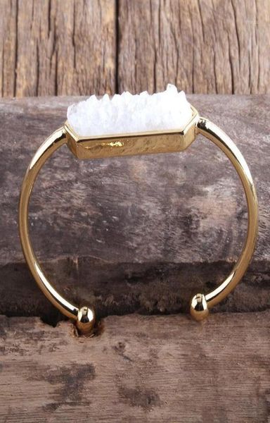 

charm bracelets md fashion boho jewelry natural stone druzy medal cuff bangles for women bangles18202396, Golden;silver