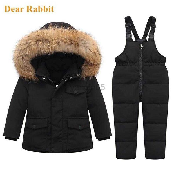 

down coat parka real fur hooded boy baby overalls winter down jacket warm kids coat child snowsuit snow toddler girl clothes clothing set hk, Blue;gray