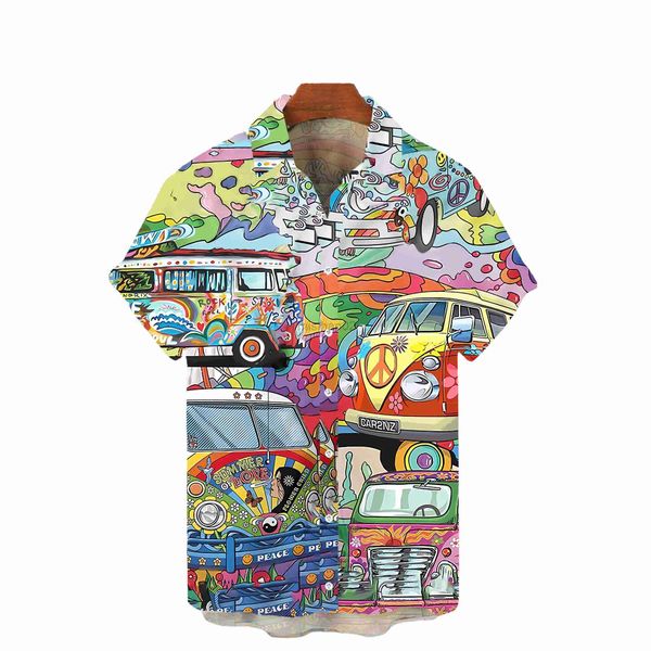 

men's casual shirts men's 2023 summer short-sleeved shirt thin paragraph casual slim car print half-sleeve shirt hkd230725, White;black