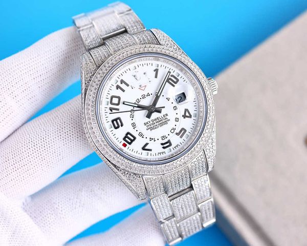 

luxury oyster perpetual watch for men olex 41mm lj42 jasonoo7 ladies brand full diamond uhr dial iced out montre sapphire with box, Slivery;brown